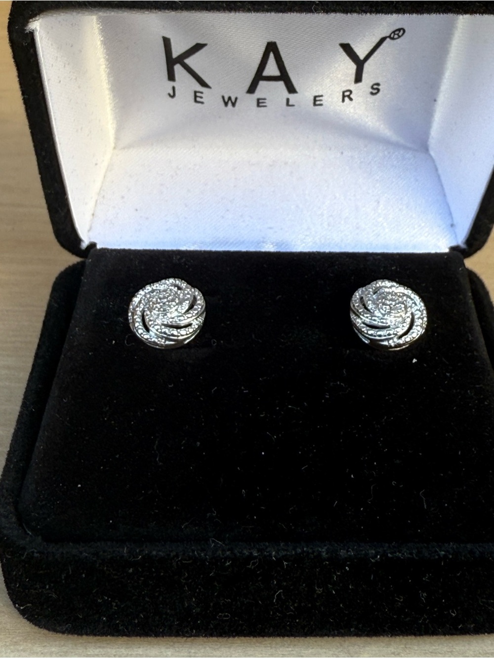 Kay Jewellers 925 Silver Pave Swirl Round Stud Earrings